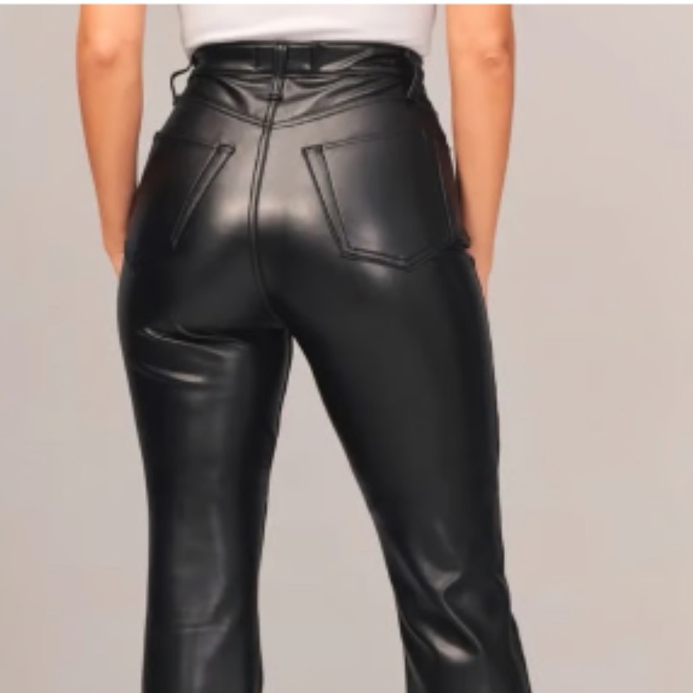 Abercrombie & Fitch Black Faux Leather Straight-Leg Pants